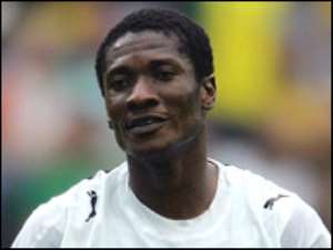 Asamoah Gyan scores on return